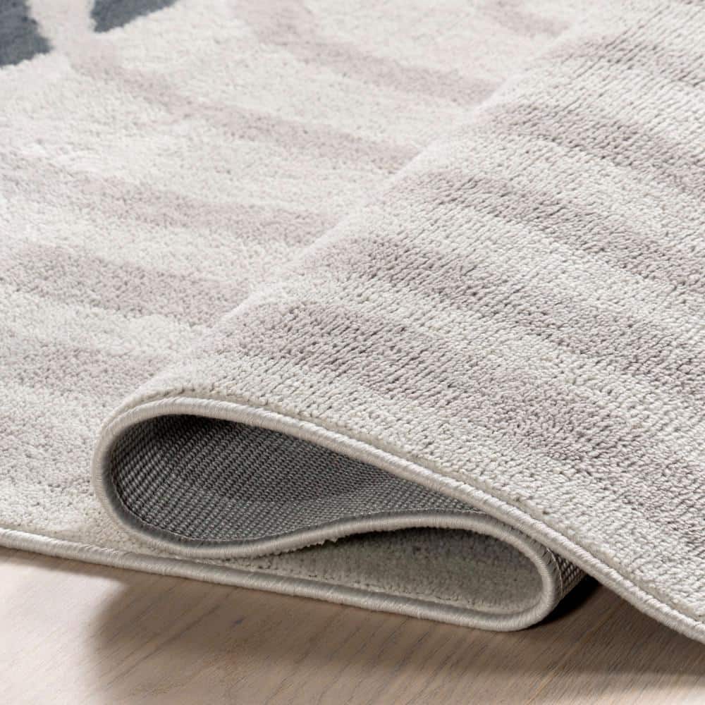 Shandra Abstract Blue and Gray Synthetic 4' x 6' Area Rug
