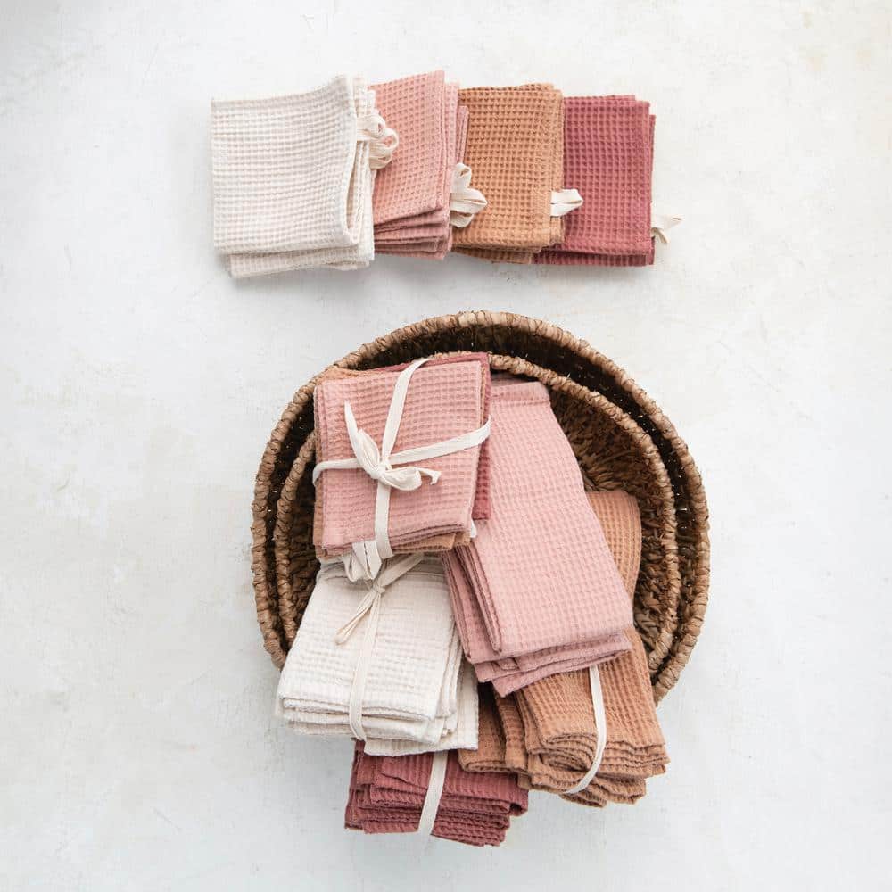 Putty Blush Woven Linen and Cotton Waffle Dinner Napkins