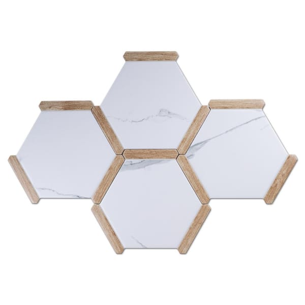 MOLOVO Denia Beige Hexagon 8.58 in. x 9.89 in. Matte Porcelain Tile Sample