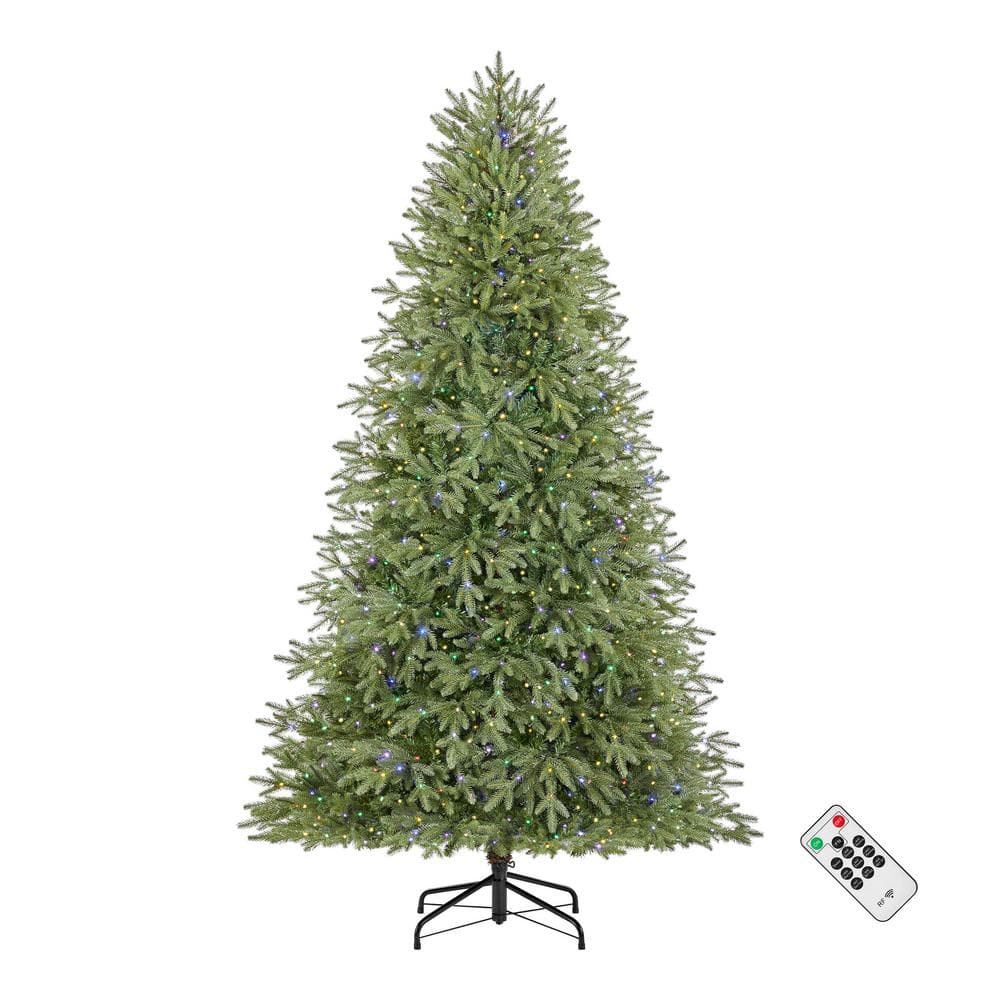 Lighted Flocked Artificial Christmas Tree - Includes A Tree Storage Bag and Remote Control The Holiday Aisle Size: 7.5