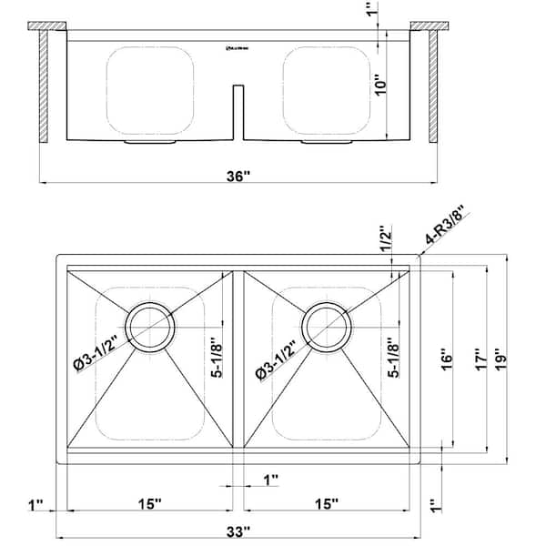 Glacier Bay All In One Undermount Stainless Steel 33 In 50 50 Double Bowl Workstation Kitchen Sink With Faucet And Accessories 4306f 2 The Home Depot