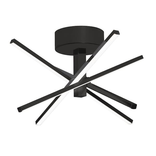 Jaxx 20 in. 4-Light Black Integrated LED Flush Mount with Acrylic Shade