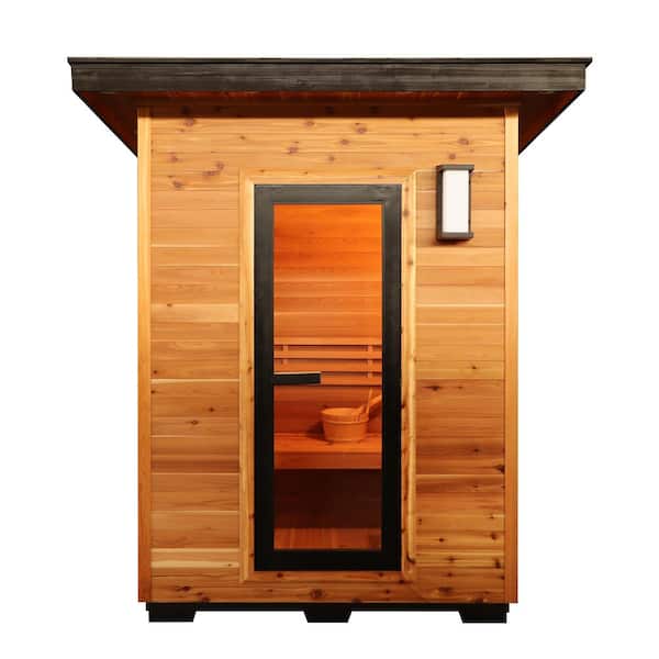 Seneca 3-Person Outdoor Contemporary Hemlock Wet/Dry Sauna with 6.0 kW Harvia Heater