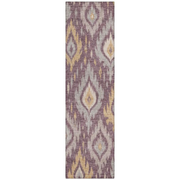 Chantille Machine Washable Indoor/Outdoor Abstract ACN3073 Plum 2 ft. x 7 ft. Runner Rug