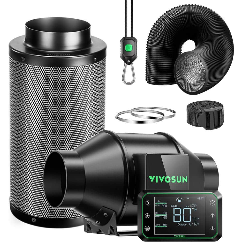 VIVOSUN AeroZesh G6 6 in. Inline Duct Fan Kit with GrowHub