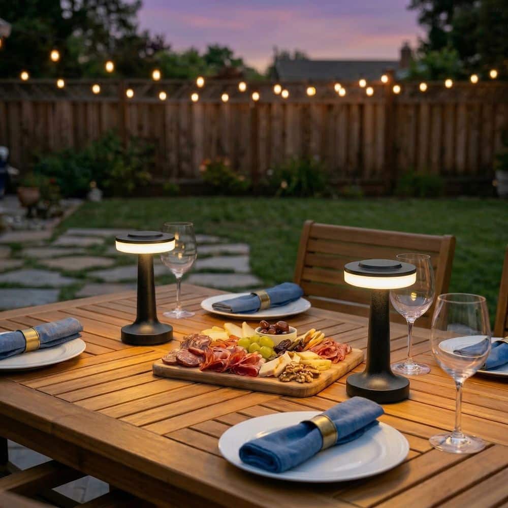 BETTERBEAM Noho 8.25 in. Black Modern Rechargeable Integrated LED