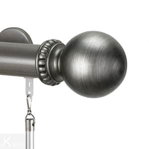 Tekno 40 60 in. Non-Adjustable 1.5 in. Single Traverse Window Curtain Rod Set in Antique Silver with Centralia Finial