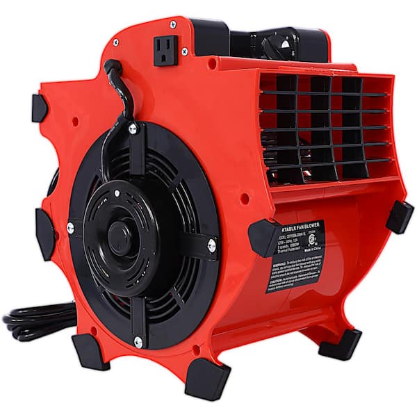 Amucolo 13.4 in. 1200 CFM 3-Speed Heavy-Duty Impact Resistant ABS Workforce Blower Floor Fan in Red with Overload Protection