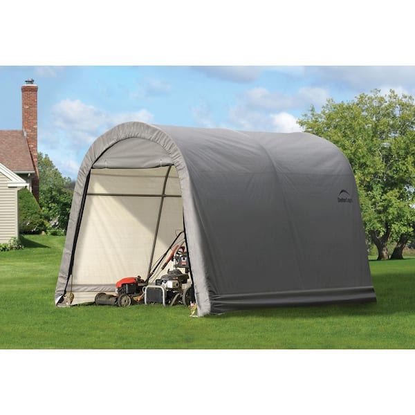 10 ft. W x 10 ft. D x 8 ft. H Steel and Polyethylene Garage without Floor in Grey with Corrosion-Resistant Frame