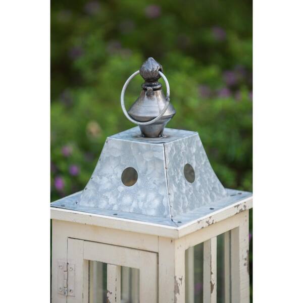 Wooden Candle Lantern Decorative Set of 2, Hurricane Lantern