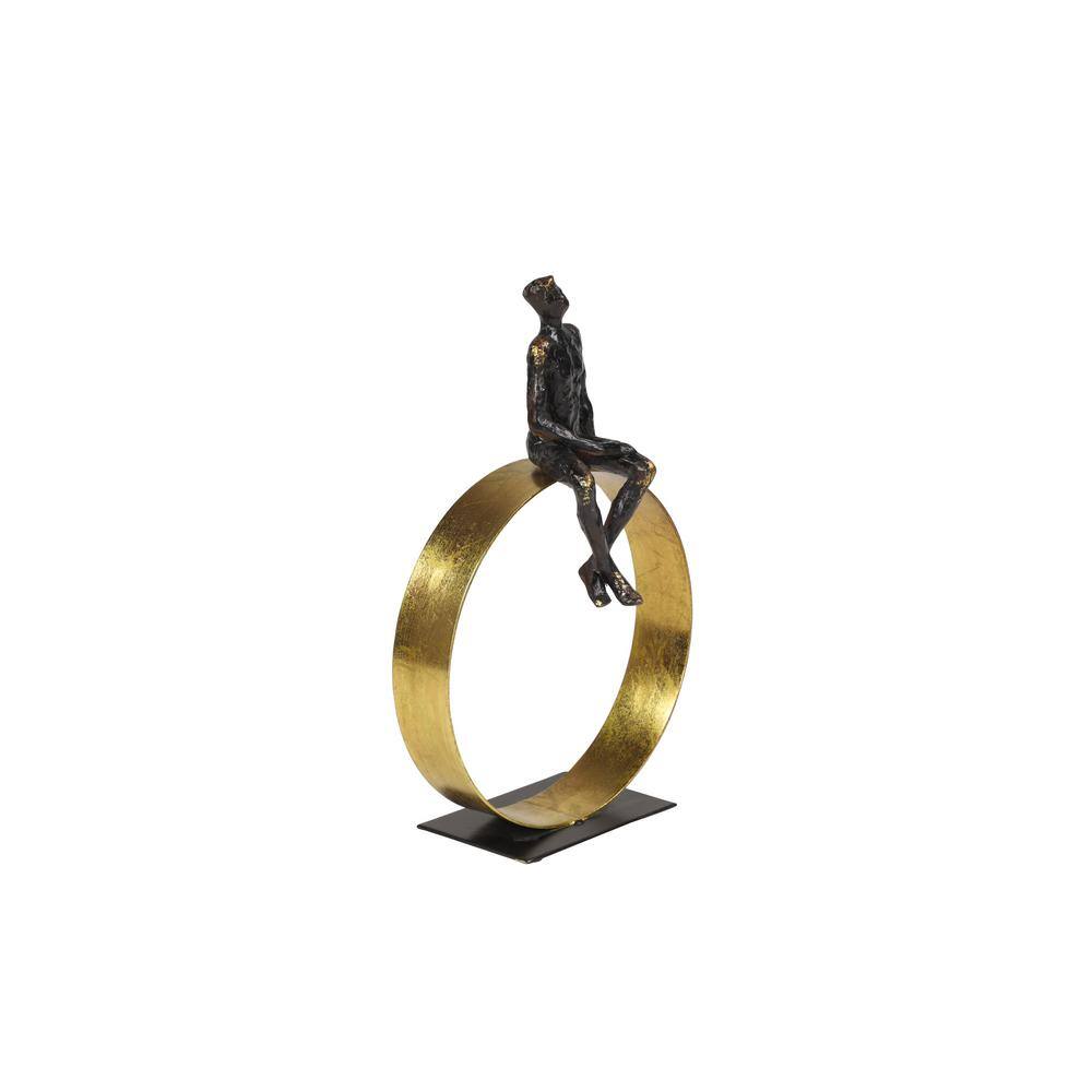 Black and Gold Resin Human Figurine on Circular Base