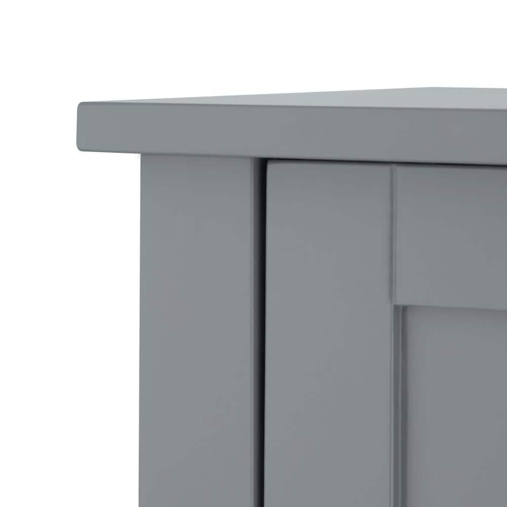 Gray Engineered Wood Linen Tower Cabinet with Adjustable Shelving