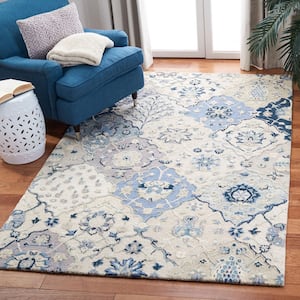 Glamour Beige/Blue Doormat 3 ft. x 5 ft. Floral Area Rug