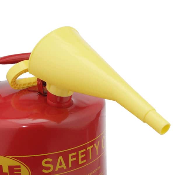 Gasoline Safety Can with Funnel Red Galvanized Steel Type I 5 Gal Capacity 