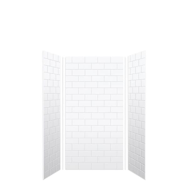 SaraMar 36 in. x 36 in. x 72 in. 3-Piece Easy Up Adhesive Alcove Shower Wall Surround in White