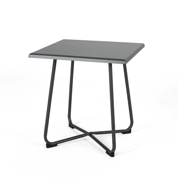 Alder Grey Square Metal Outdoor Patio Side Table