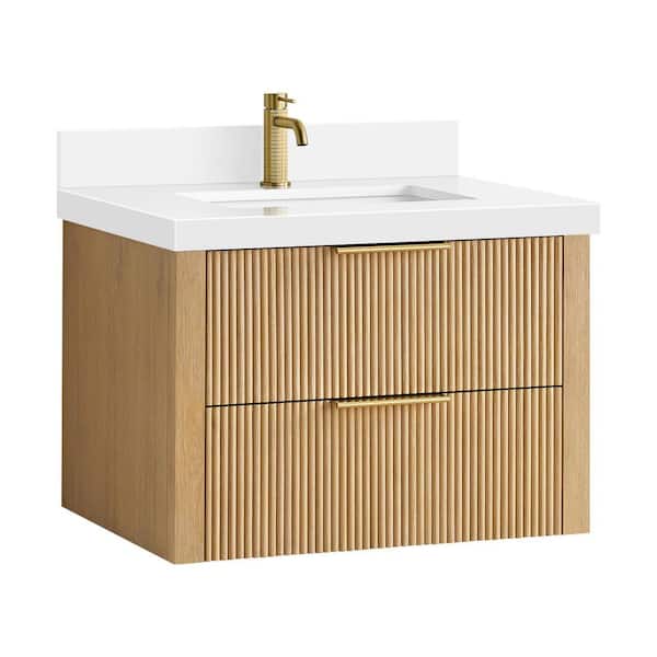Barcelona 30 in. W x 22 in. D x 21.7 in. H Single Sink Bath Vanity in Washed Ash Grey with Pure White Quartz Stone Top