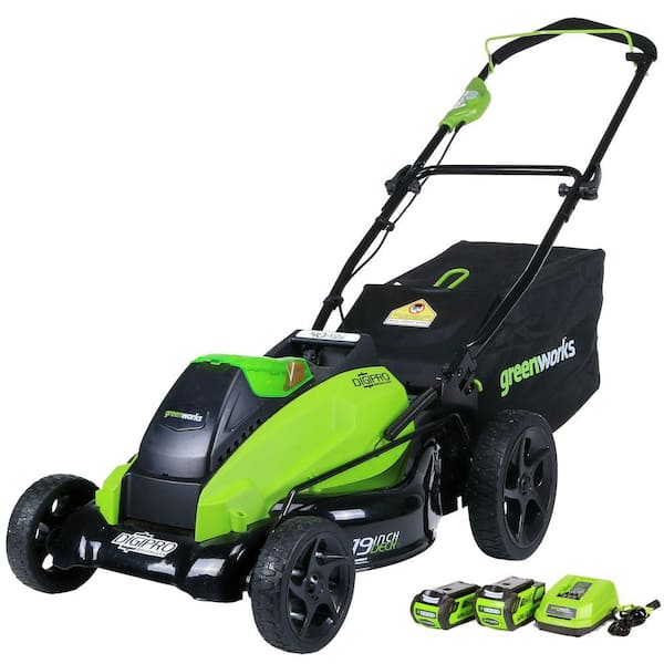 Greenworks Digi-Pro GMAX 19 in. 40-Volt Brushless Cordless Battery Walk Behind Push Lawn Mower -Two Batteries/Charger Included