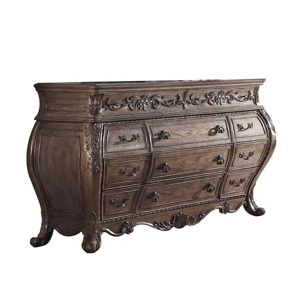 Benjara 23.43 in. Brown 11-Drawer Wooden Dresser Without Mirror