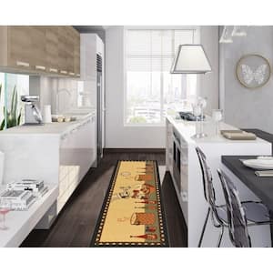 Siesta Kitchen Collection Non-Slip Rubberback Chef 2x5 Kitchen Runner Rug, 1 ft. 8 in. x 4 ft. 11 in., Beige Chef