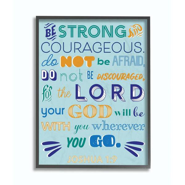 Stupell Industries "Be Strong Religious Blue Orange Inspirational Word Design" by The Saturday Evening Post Framed Wall Art 20 in. x 16 in.