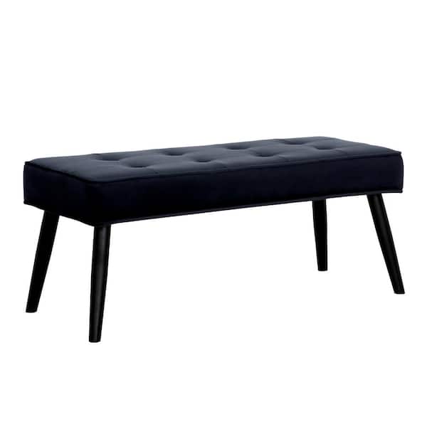 WESTINFURNITURE Brooklyn Tufted Navy Blue Velvet Ottoman Accent Bench 40.25 in. x .16.25 in. x 17 in.