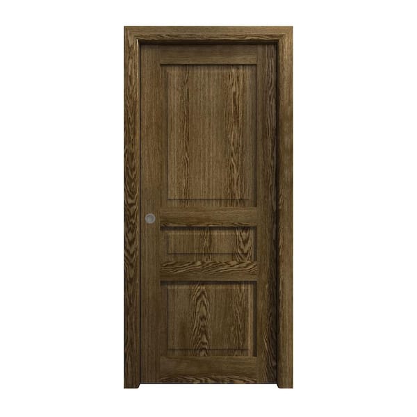 Sartodoors 30 in. x 80 in. Marble Oak Solid Wood Pocket Door with Hardware