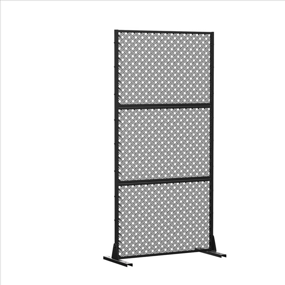 72 in. x 35 in. Outdoor Galvanized Metal Woven Pattern Privacy Screen Garden Fence in Black price history on PriceWatchPro
