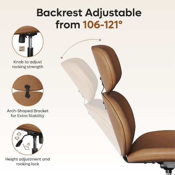 Modern Brown PU Leather Swivel Chair with Ottoman Lounge Chair Recliner Occasional Chair for Living Room and Office