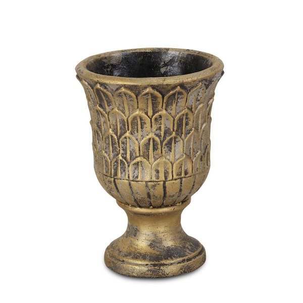 6.5 in. x 9 in. Antiqued Brass Indoor/Outdoor Concrete Decorative Pots