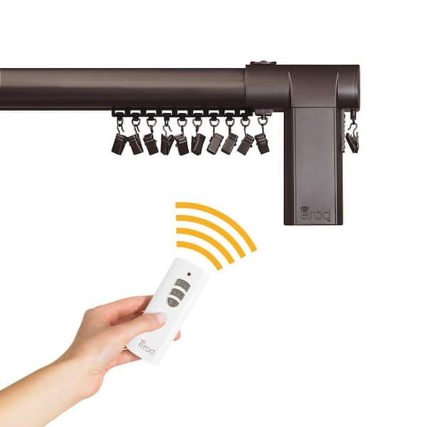 Erod 80 - 144 in. Center-Open Remote Control Telescoping Drapery Traverse Rod Kit in Motorized Bronze