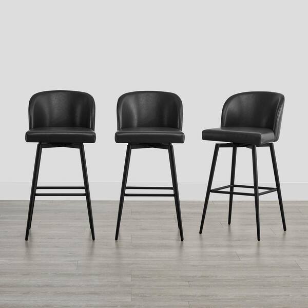 Spruce & Spring Cynthia 30 in. Black High Back Metal Swivel Bar