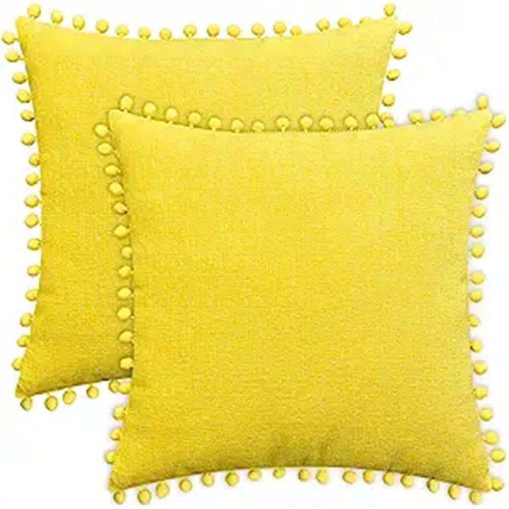 Outdoor Throw Pillow Cases Cozy Solid Dyed Soft Chenille Cushion Covers wit