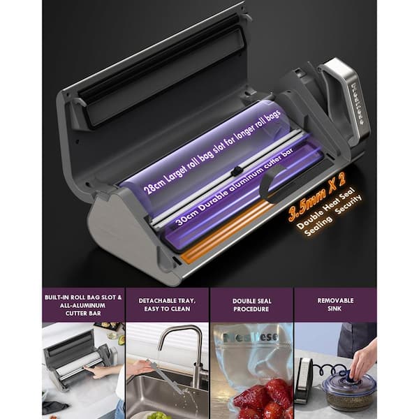 Stainless Steel Food Vacuum Sealer Machine, 95kPa 140W One Hand