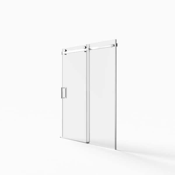 56-60" W x 72" H Frameless Sliding Shower Door, 8mm SGCC Glass, Easy-Clean Coat, Brushed Nickel