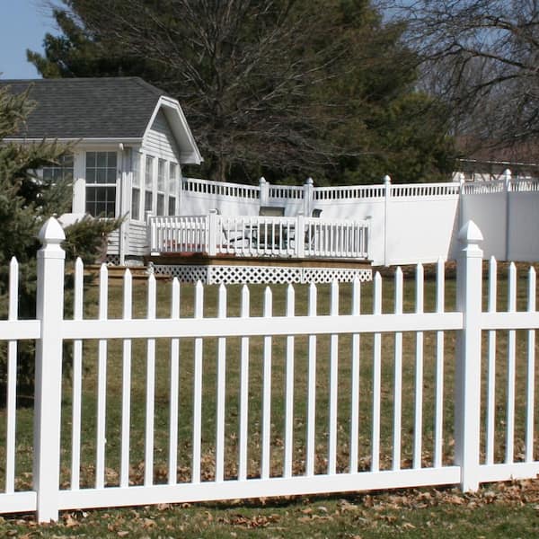 Weatherables Stratford 4 ft. H x 124 ft. L Picket Dog Ear Scalloped White Vinyl Fence Project Pack