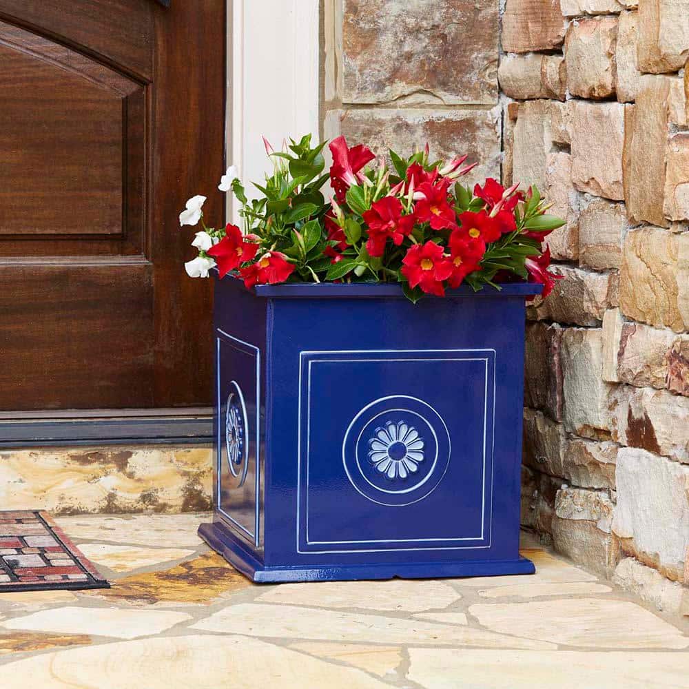 Navy Ceramic Square Outdoor/Indoor Planter, 18.25"