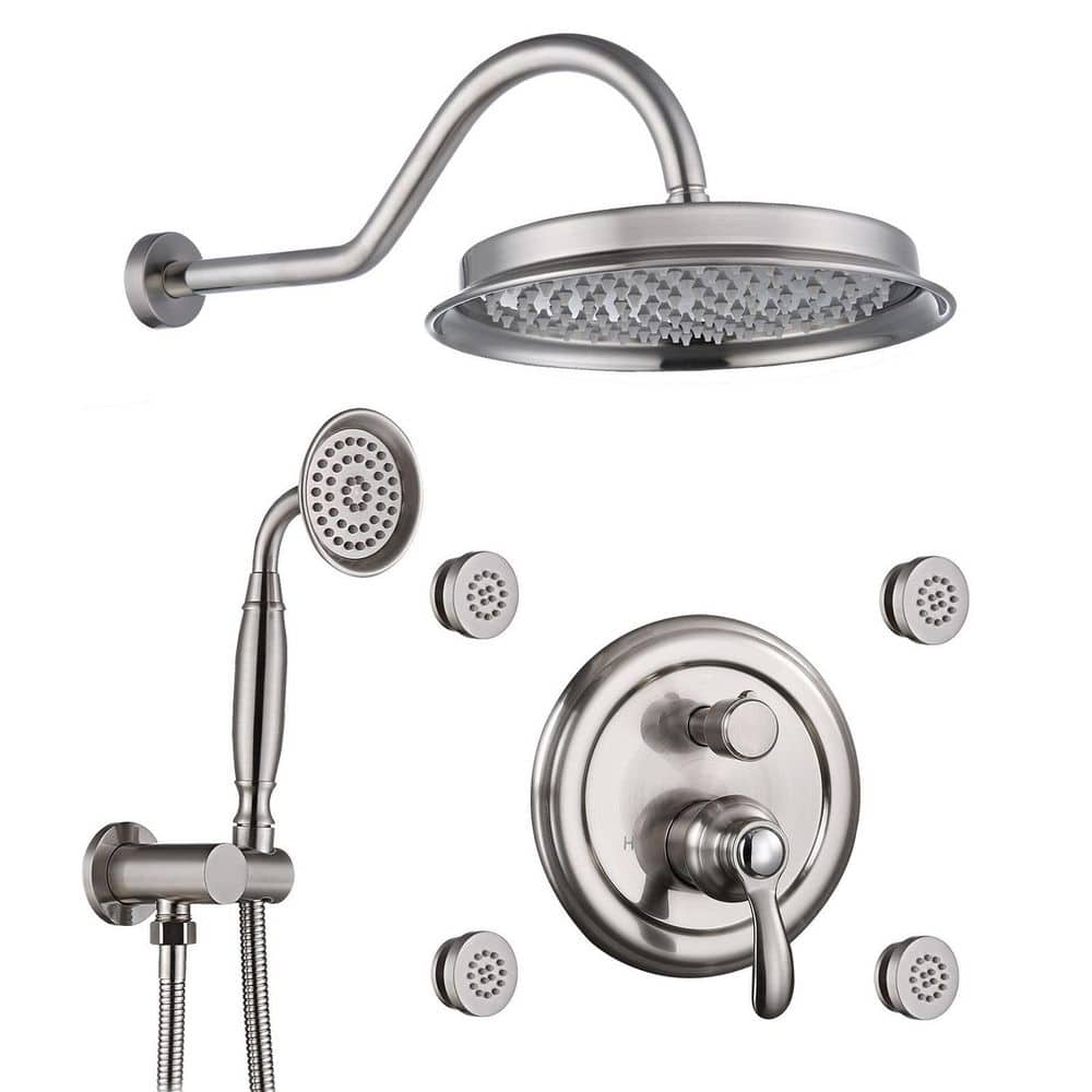 Multi Function Shower Head - Shower System with 4 Rain Showerhead And  Storage Hook, Simple Style, Brushed Nickel - Bed Bath & Beyond - 37669397