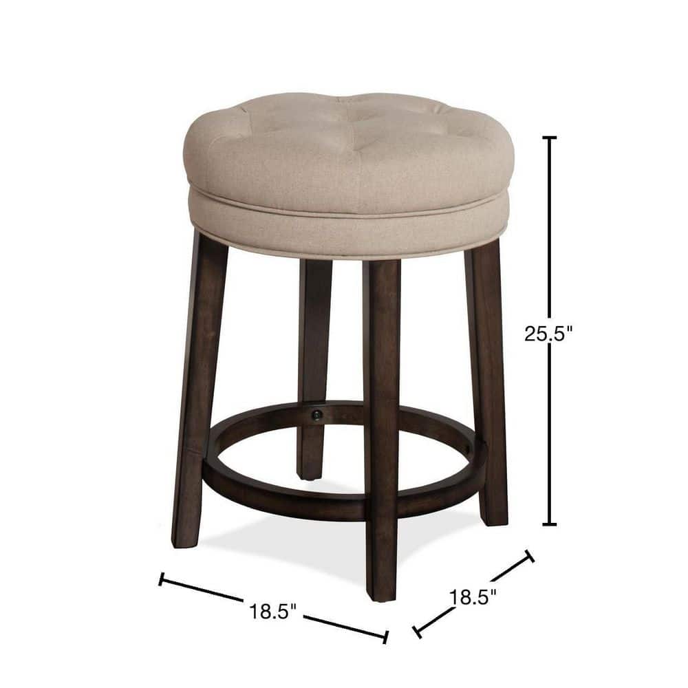 Charcoal Gray Backless Swivel Counter Stool with Linen Upholstery