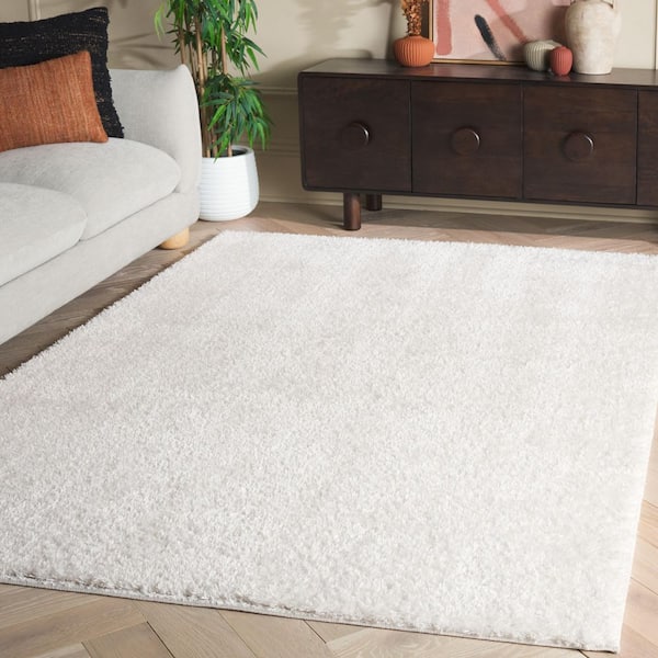 Penelope Shag Ivory 7 ft. x 7 ft. Modern Solid Square Area Rug