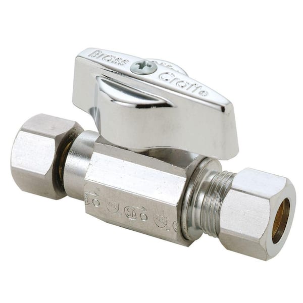 BrassCraft 3/8 in. Female Compression Inlet x 3/8 in. Compression Outlet 1/4-Turn Straight Ball Valve