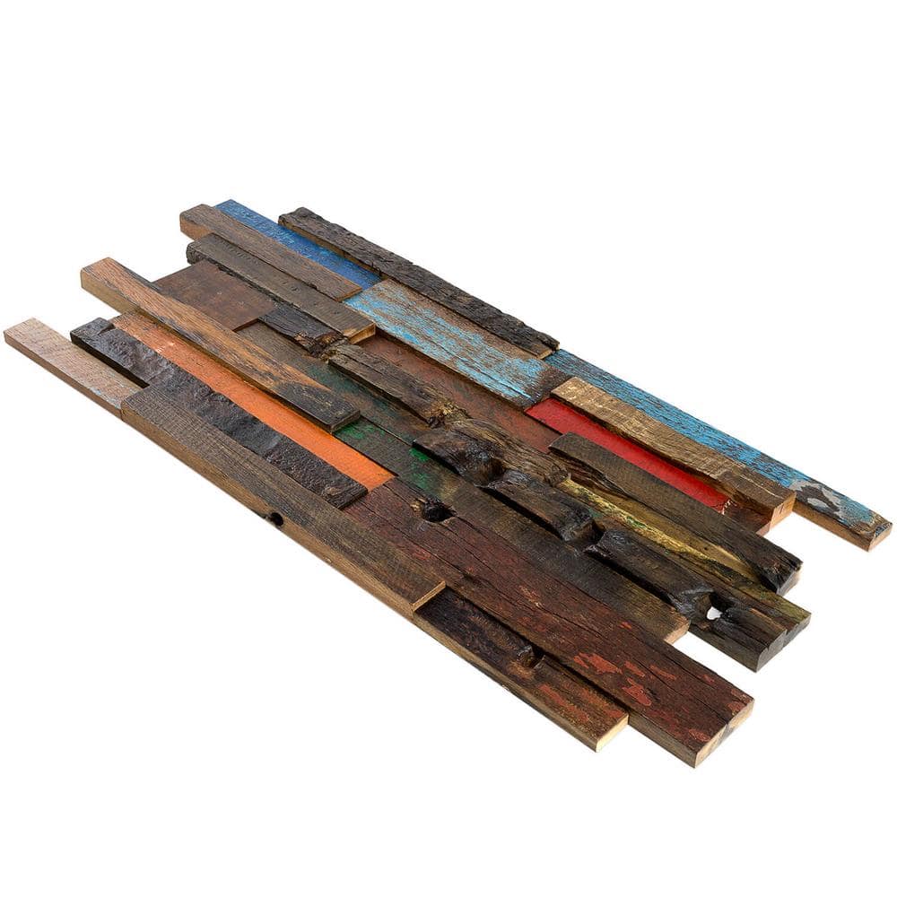 Castaway Multicolor Reclaimed Wood Mosaic Wall Tile