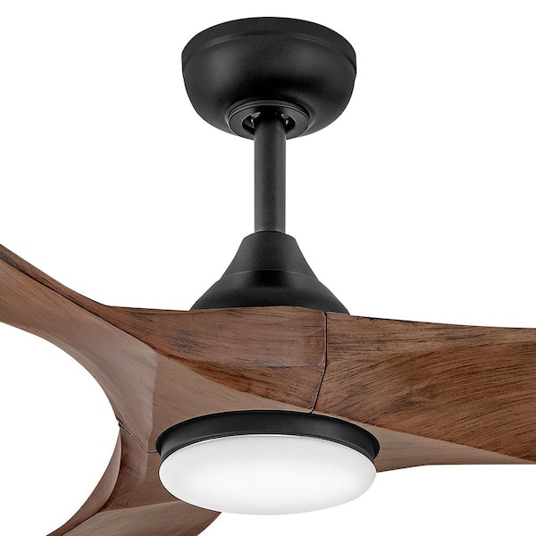HINKLEY - Swell Illuminated 56.0 in. Indoor/Outdoor Integrated LED Matte Black Ceiling Fan with Remote Control