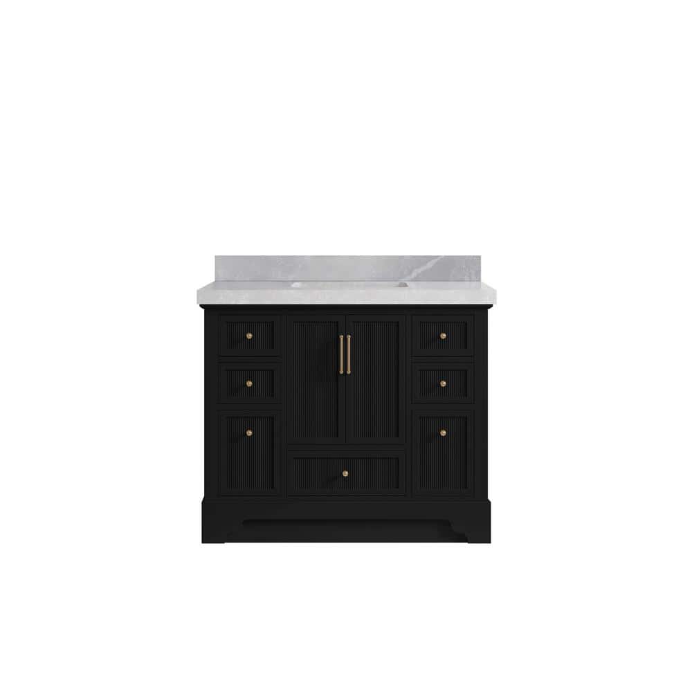 Alys 42 in. W x 22 in. D x 36 in. H Single Sink Bath Vanity in Black with 2 in. Pearl Gray Quartz Top price history on PriceWatchPro