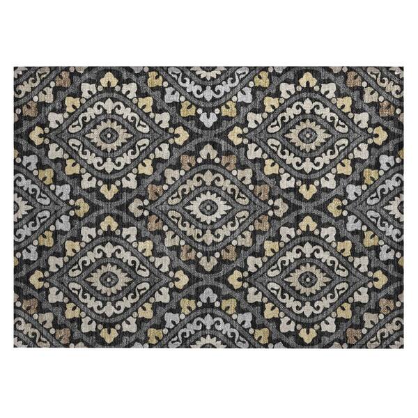 Chantille Machine Washable Indoor/Outdoor Abstract ACN3151 Black 2 ft. x 3 ft. Accent Rug