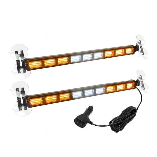 162-LED Emergency Strobe Light Bar Adjustable Hazard Flashing Warning Visor Lamp for Vehicle Safety(Amber/White）