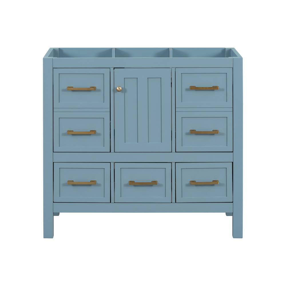 35.5 in. W x 17.8 in. D x 33 in. H Bath Vanity Cabinet without Top in Blue 