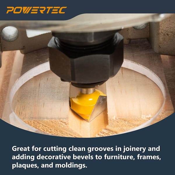 90° V-Groove Tungsten Carbide Router Bit, 5/8 in. Cutting Diameter, 1/4 in. Shank, 5/8 in. Depth (2-Pack)