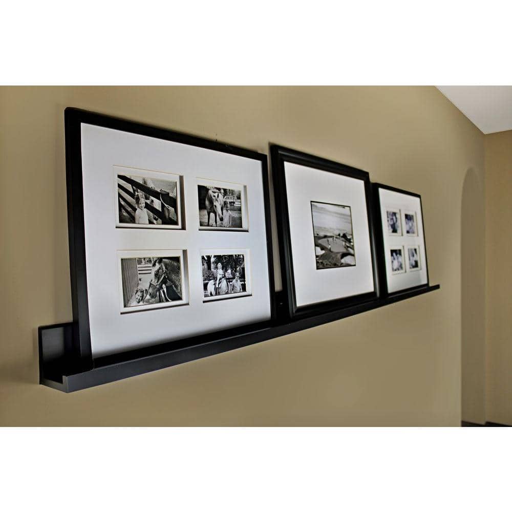 Sleek Black 60" MDF Floating Picture Ledge Shelf