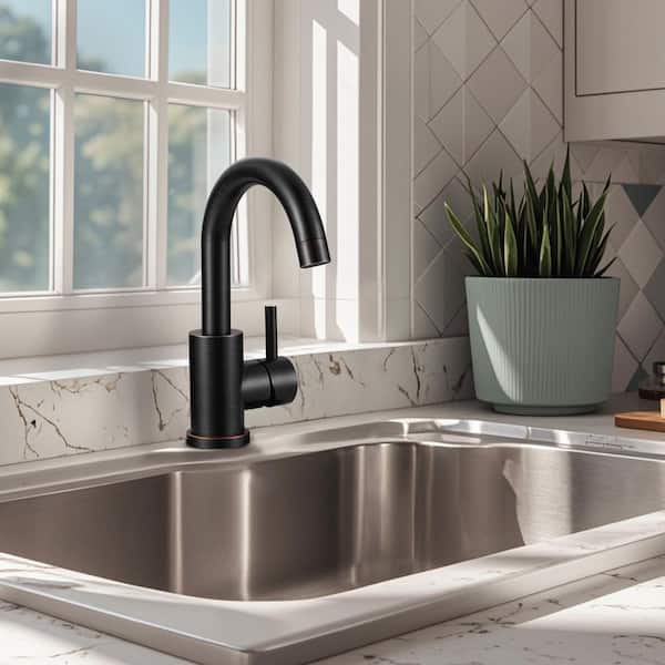 Single-Handle Bar Faucet with Deck Plate in Oil Rubbed Bronze